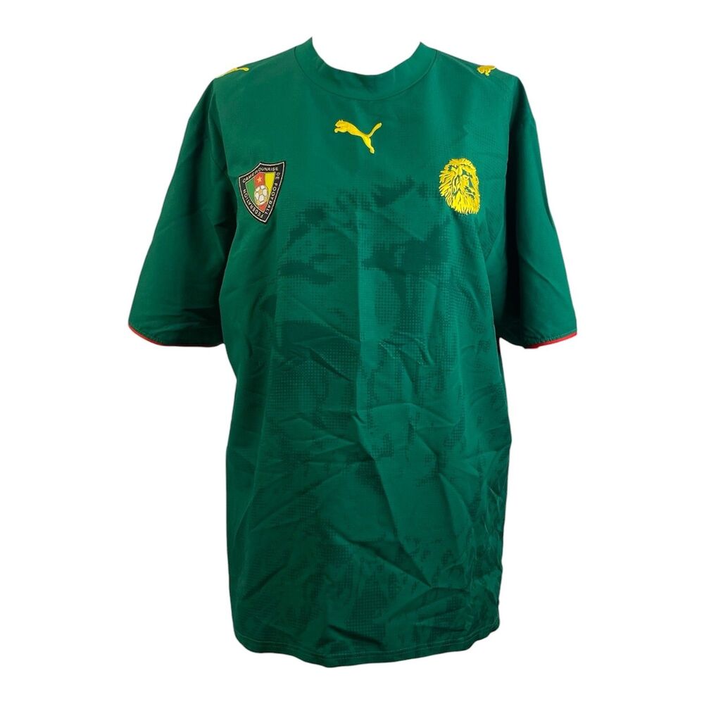 Puma Cameroon 2006/2007 Home Soccer Shirt Mens XL Green Short Sleeve Athletic